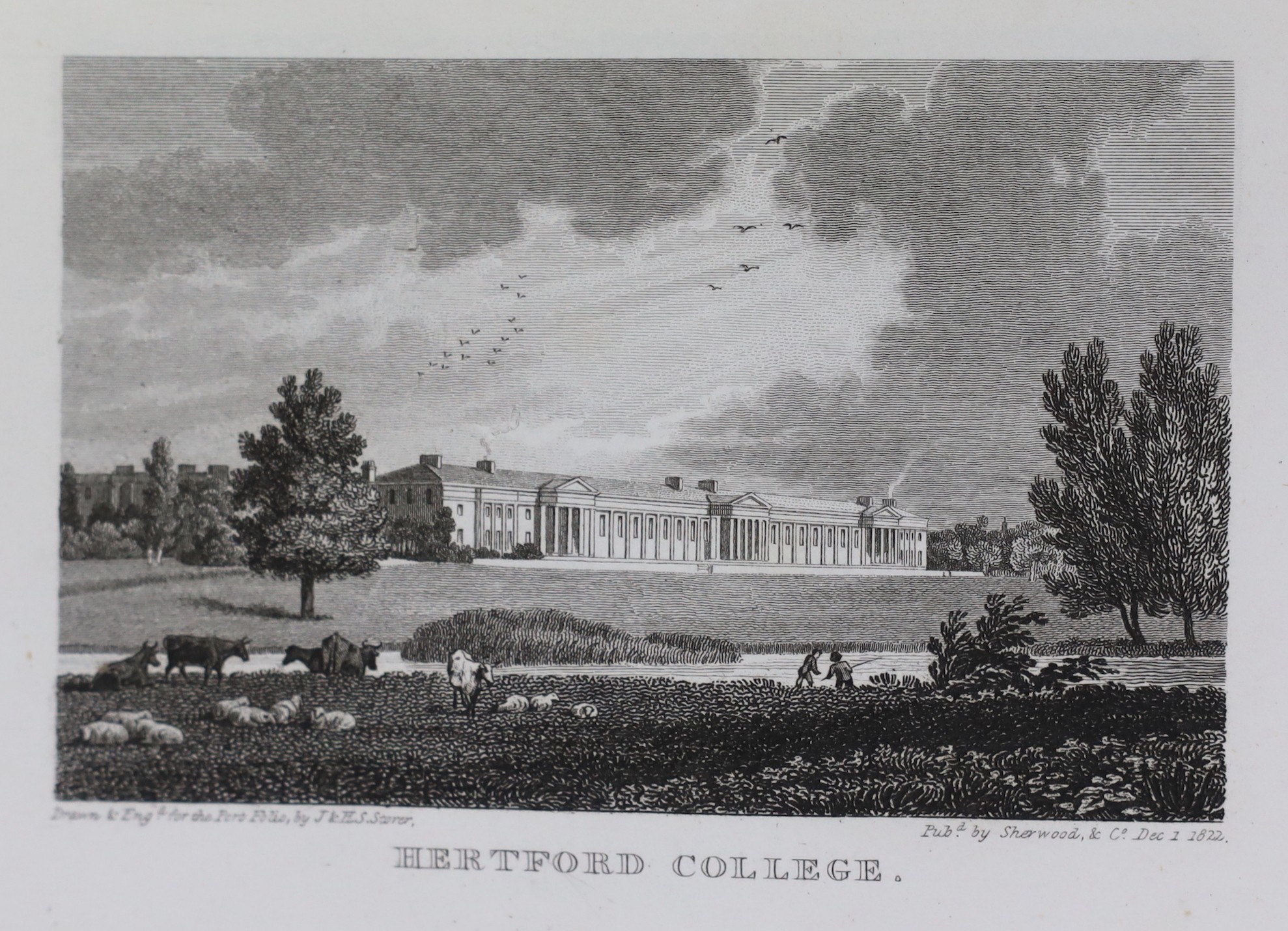 HERTS: Fifteen Engravings, being Views of the Ancient Town of Hertford...and Christ's Hospital, London... 15 captioned plates (no letterpress issued); original printed wrappers, cr.8vo. Hertford, 1830